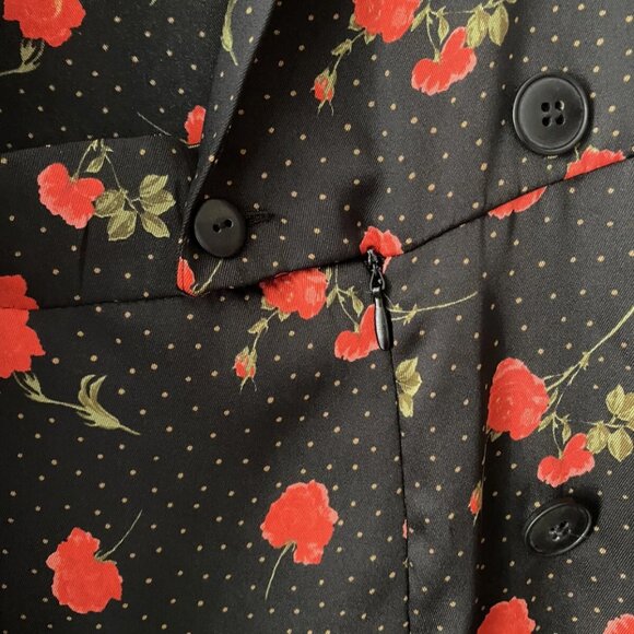 Zara Rose Floral Print Satin Playsuit Romper with Double-breasted Buttons - Picture 8 of 12